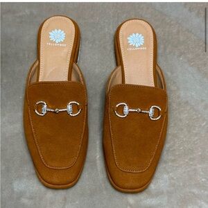 Yellowbox Brown Suede Mules with Silver Buckle